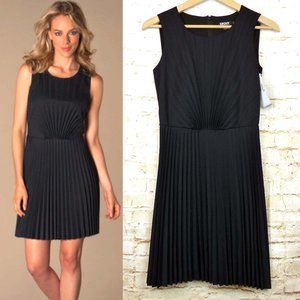 DKNY Pleated Sleeveless Black Mini Dress BLD Wool Blend Women Size 2 NEW $345
